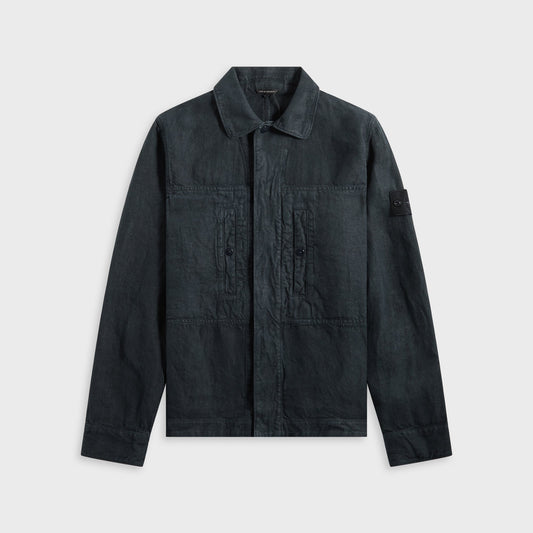 Men Kith Stone Island Diagonal Linen Garment Dyed Ghost Piece - Navy Blue