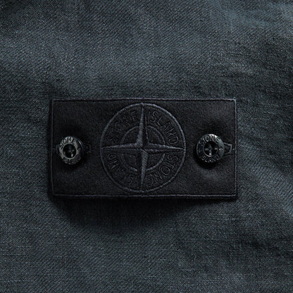 Men Kith Stone Island Diagonal Linen Garment Dyed Ghost Piece - Navy Blue