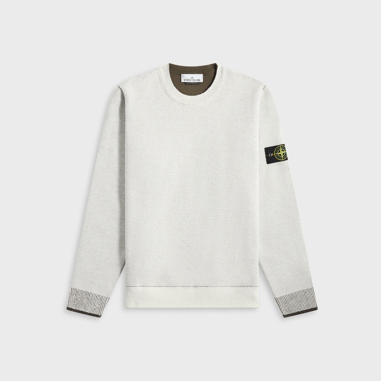 Men Kith Stone Island Double Face Bi-Color Cotton Nylon Crewneck - Ivory