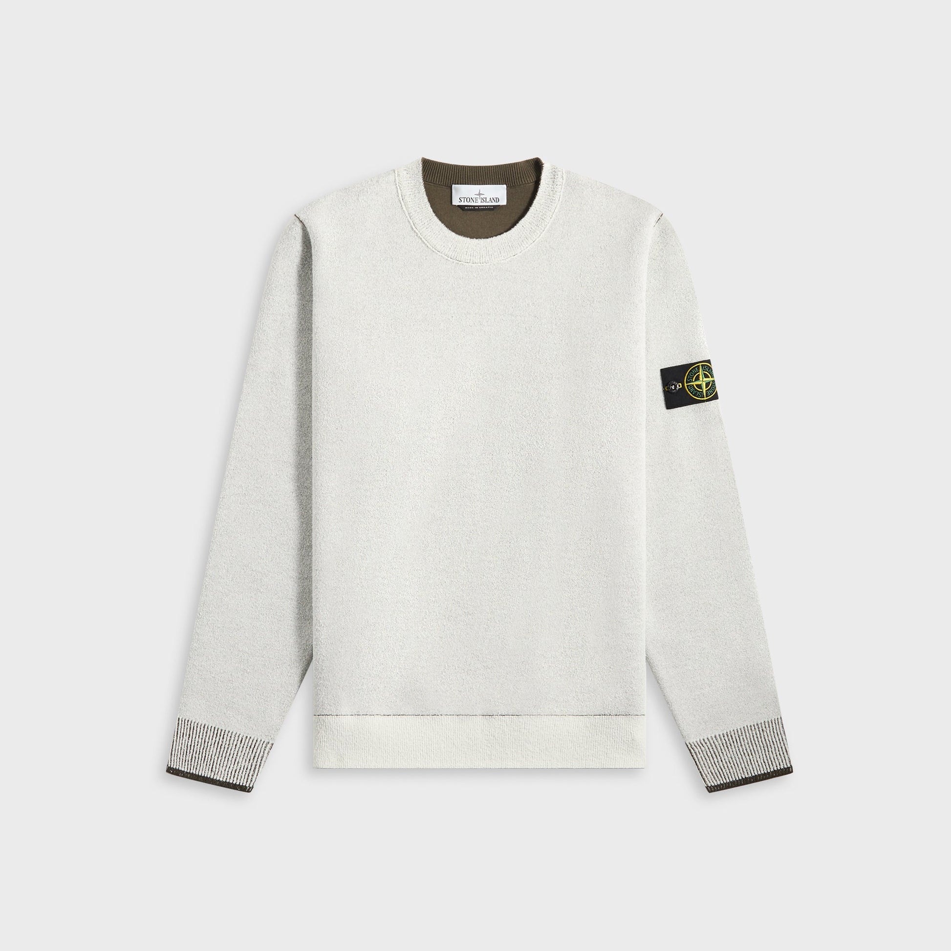 Men Kith Stone Island Double Face Bi-Color Cotton Nylon Crewneck - Ivory