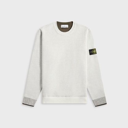 Men Kith Stone Island Double Face Bi-Color Cotton Nylon Crewneck - Ivory