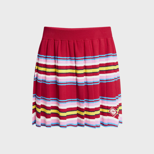 Women Kith Casablanca Striped Polo Pleated Skort - Multi Dark Red