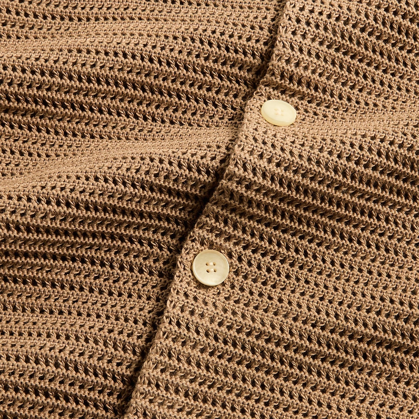 Men Kith Auralee Cotton Mesh Knit Half Sleeved Shirt - Khaki Brown