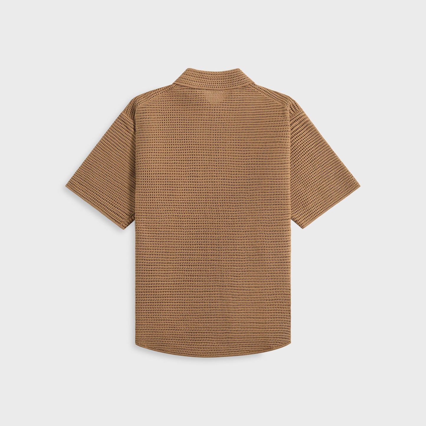 Men Kith Auralee Cotton Mesh Knit Half Sleeved Shirt - Khaki Brown