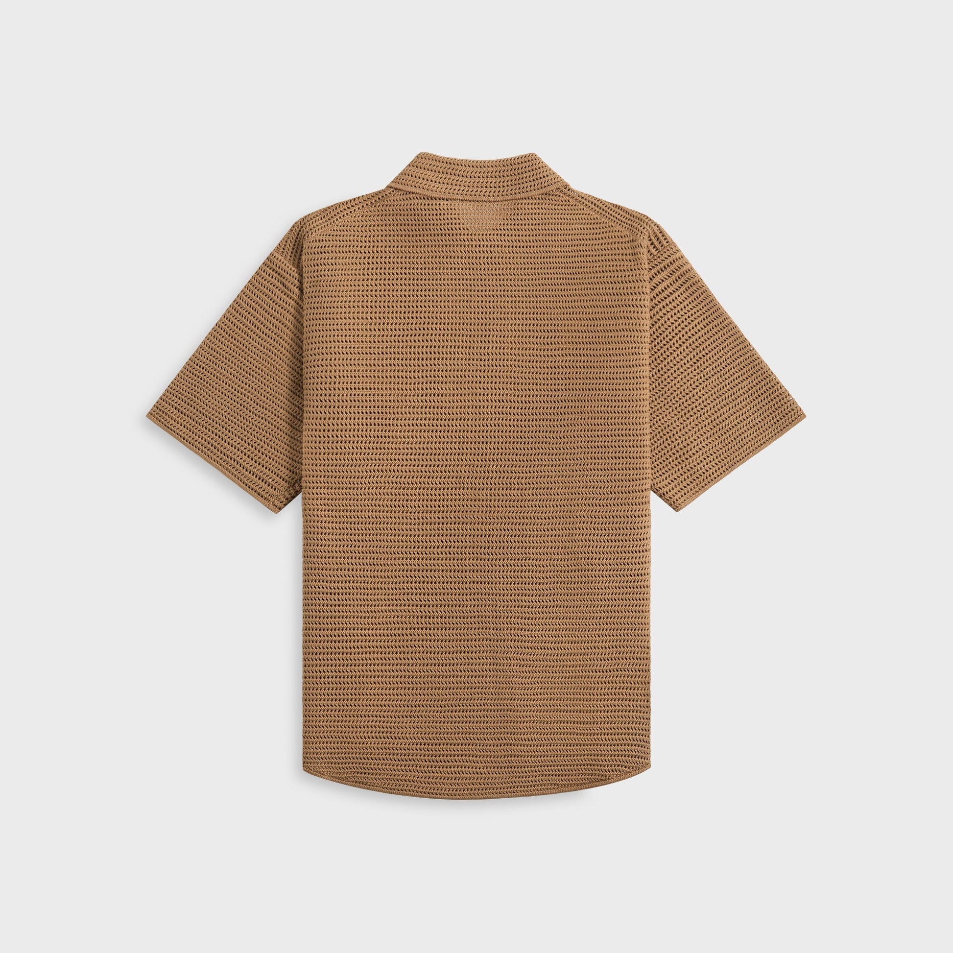 Men Kith Auralee Cotton Mesh Knit Half Sleeved Shirt - Khaki Brown