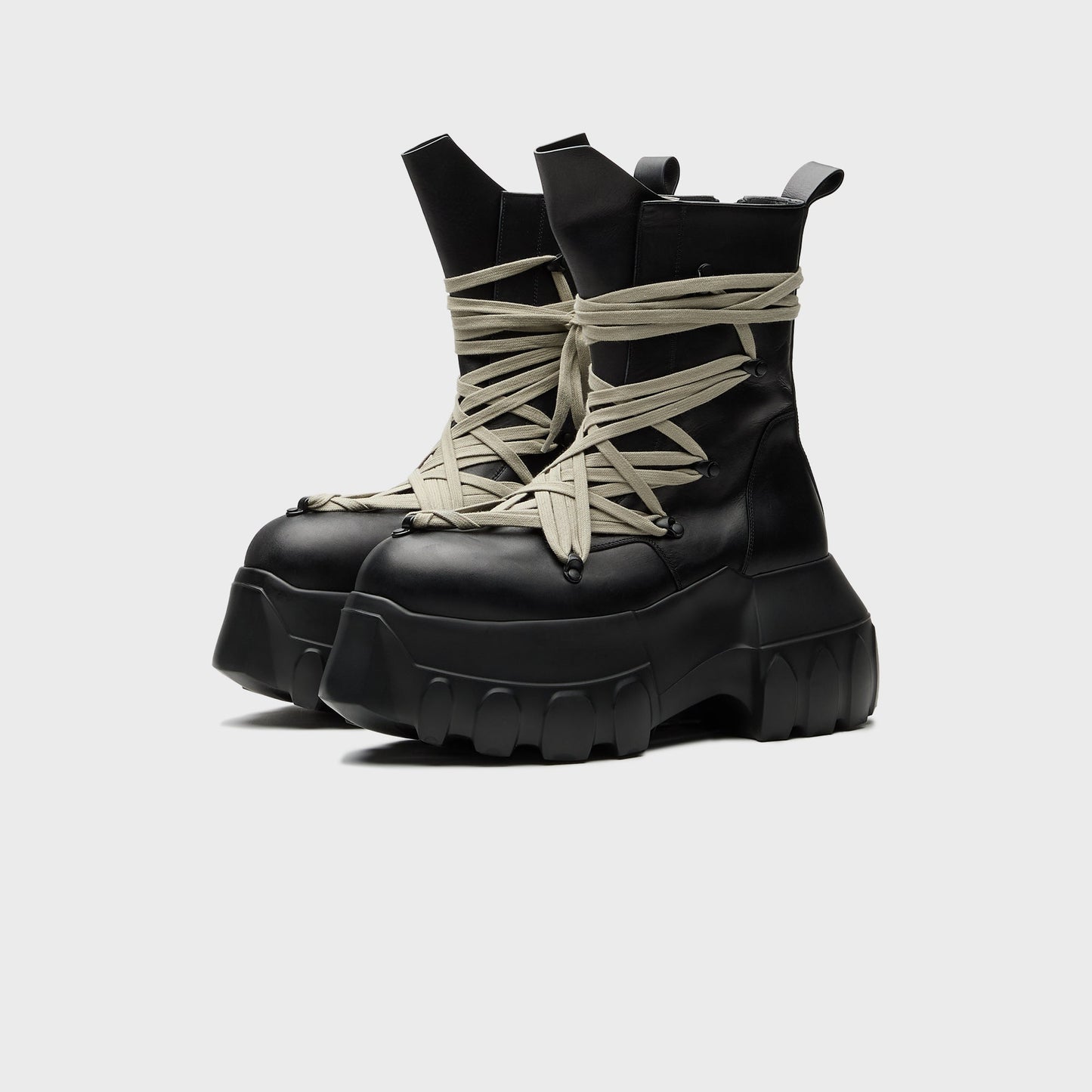 Men Kith Rick Owens Megalaced Mega Tractor Stivali in Pelle - Black