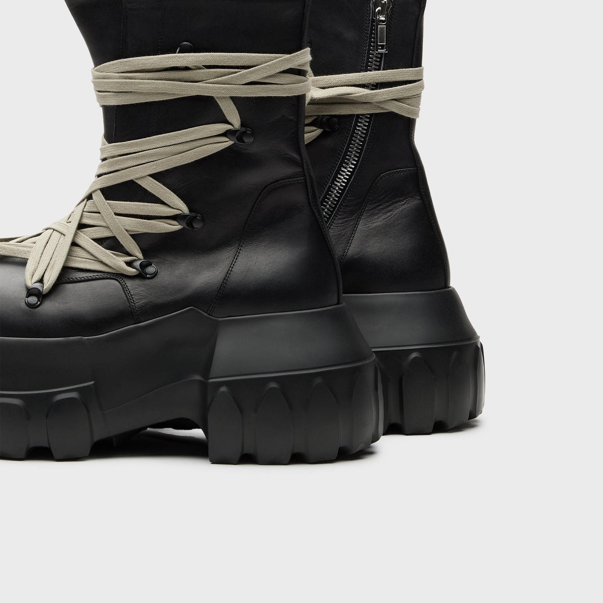 Men Kith Rick Owens Megalaced Mega Tractor Stivali in Pelle - Black