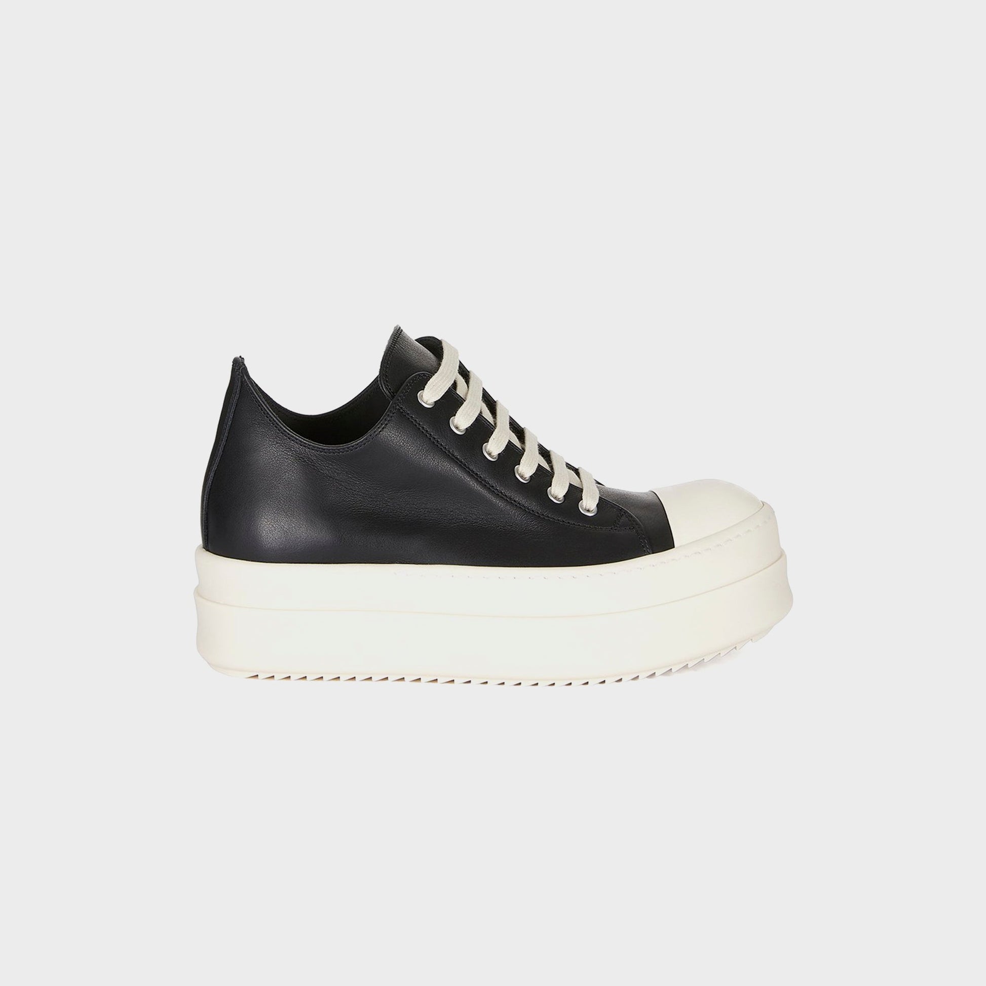 Men|Women Kith Rick Owens Mega Bumper Low Sneaks Scarpe in Pelle - Black / Milk