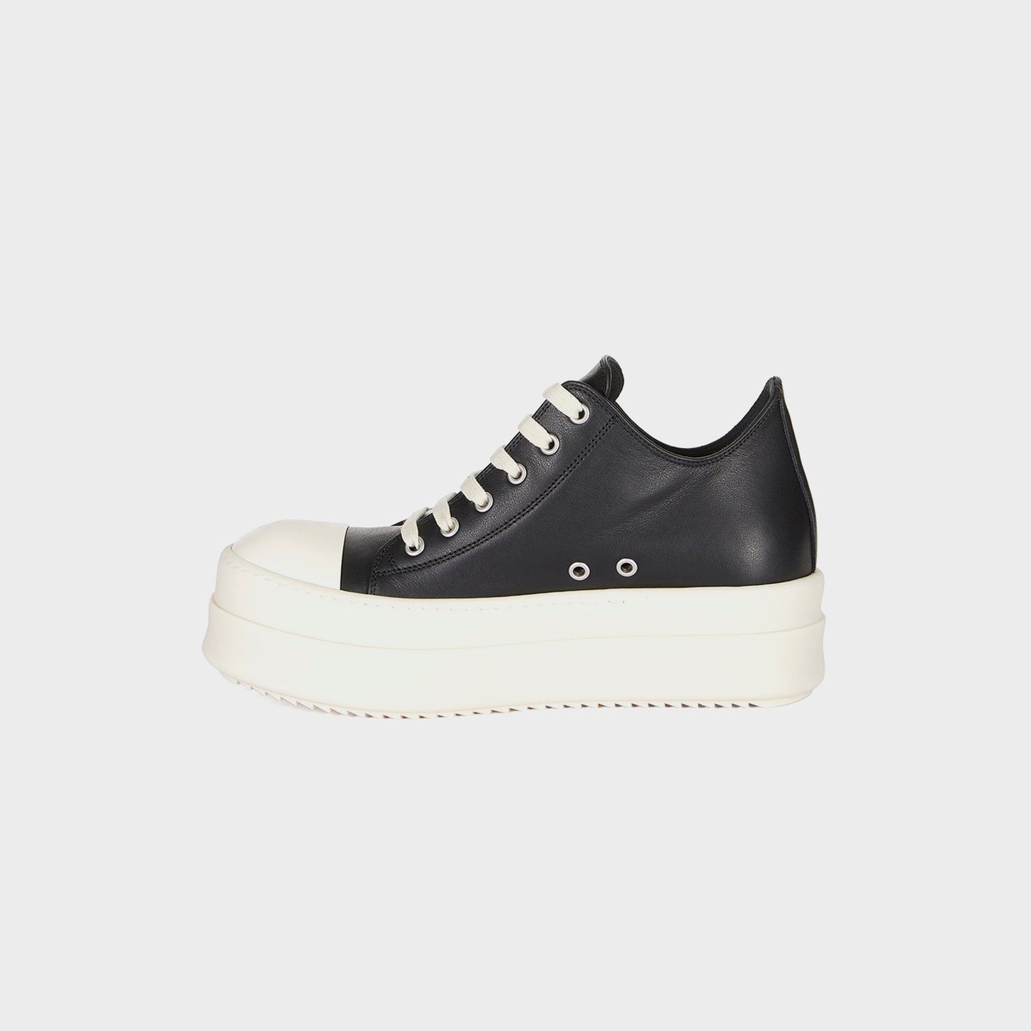 Men|Women Kith Rick Owens Mega Bumper Low Sneaks Scarpe in Pelle - Black / Milk