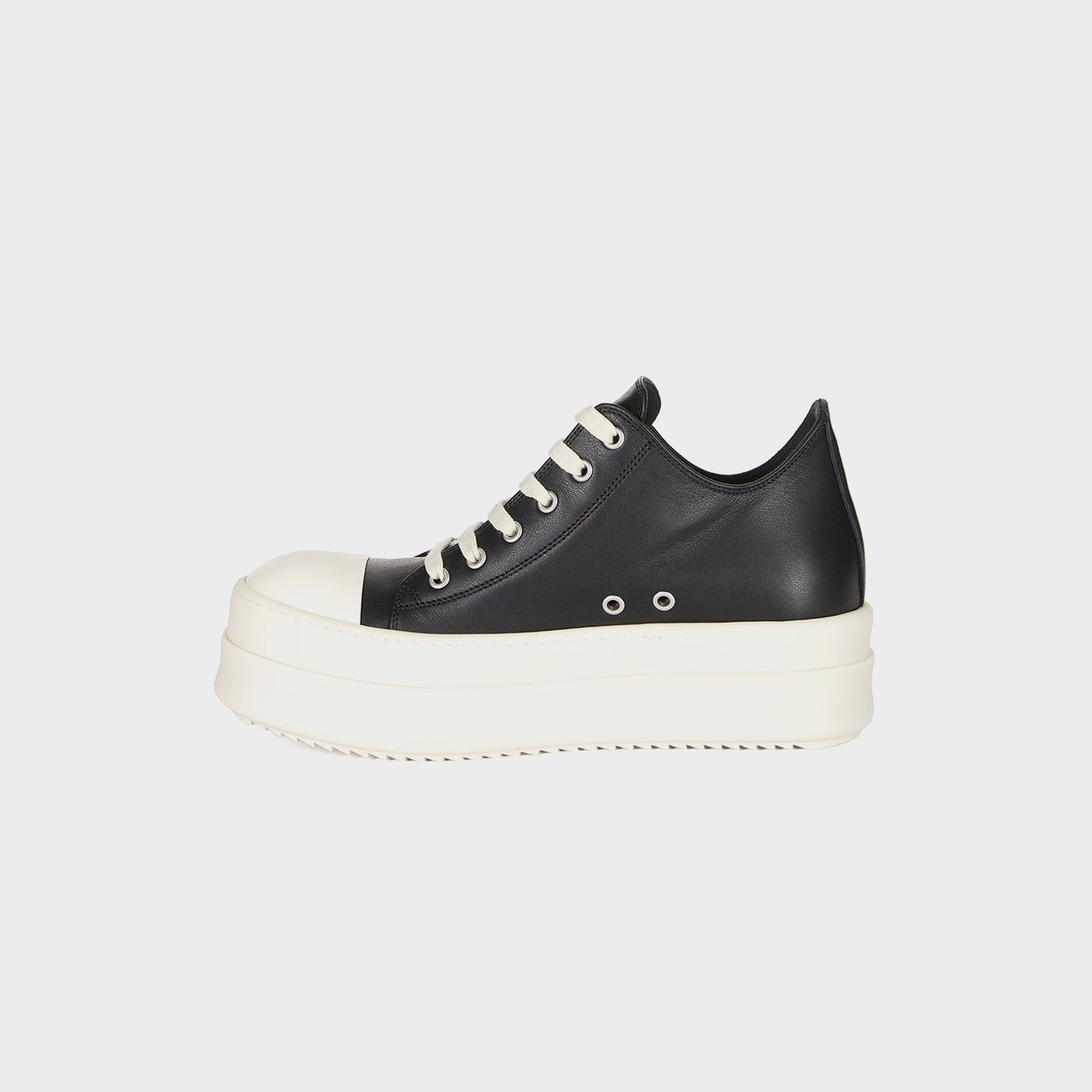 Men|Women Kith Rick Owens Mega Bumper Low Sneaks Scarpe in Pelle - Black / Milk