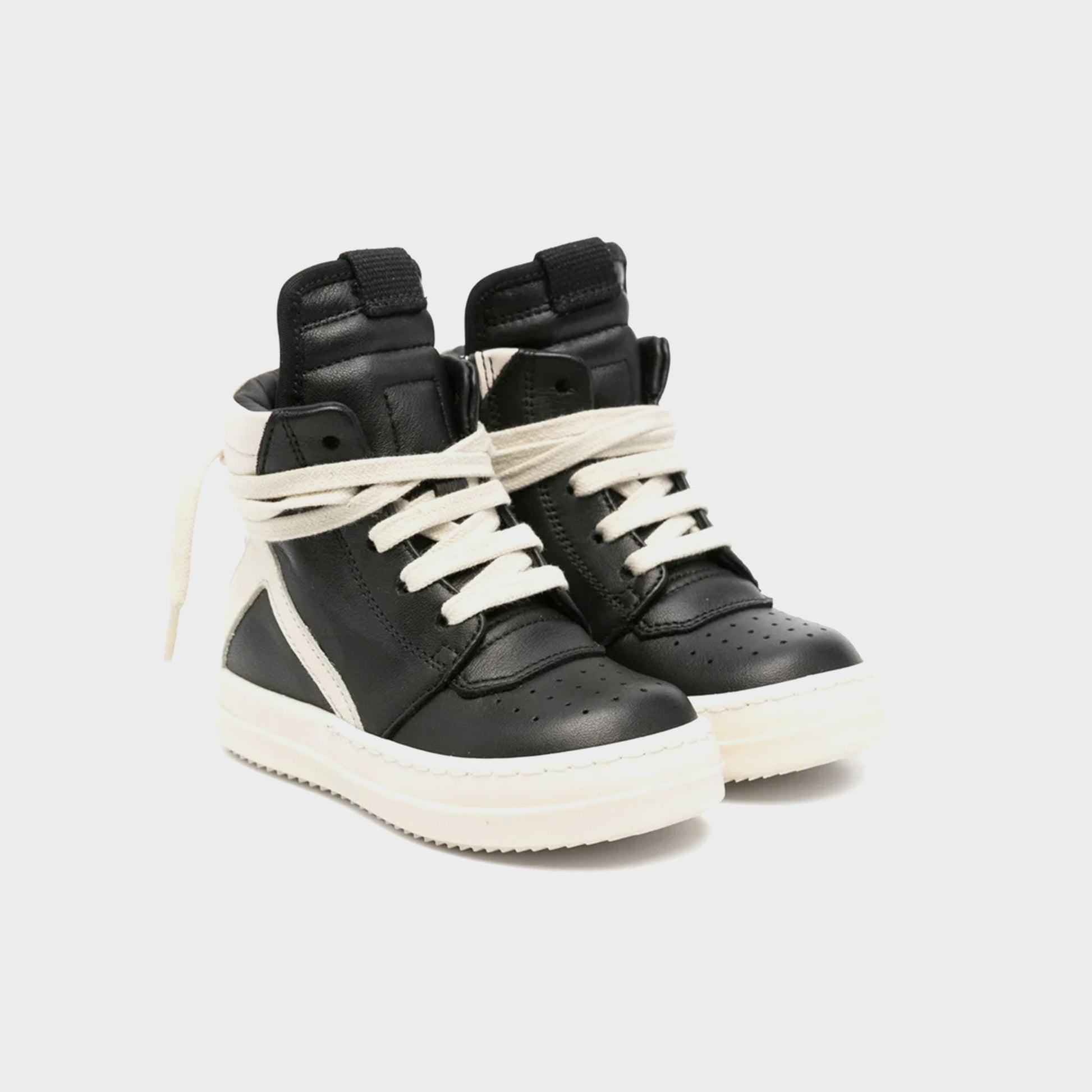 Kids Kith Rick Owens Baby Geobaskets Scarpe in Pelle - Black / Milk / Milk