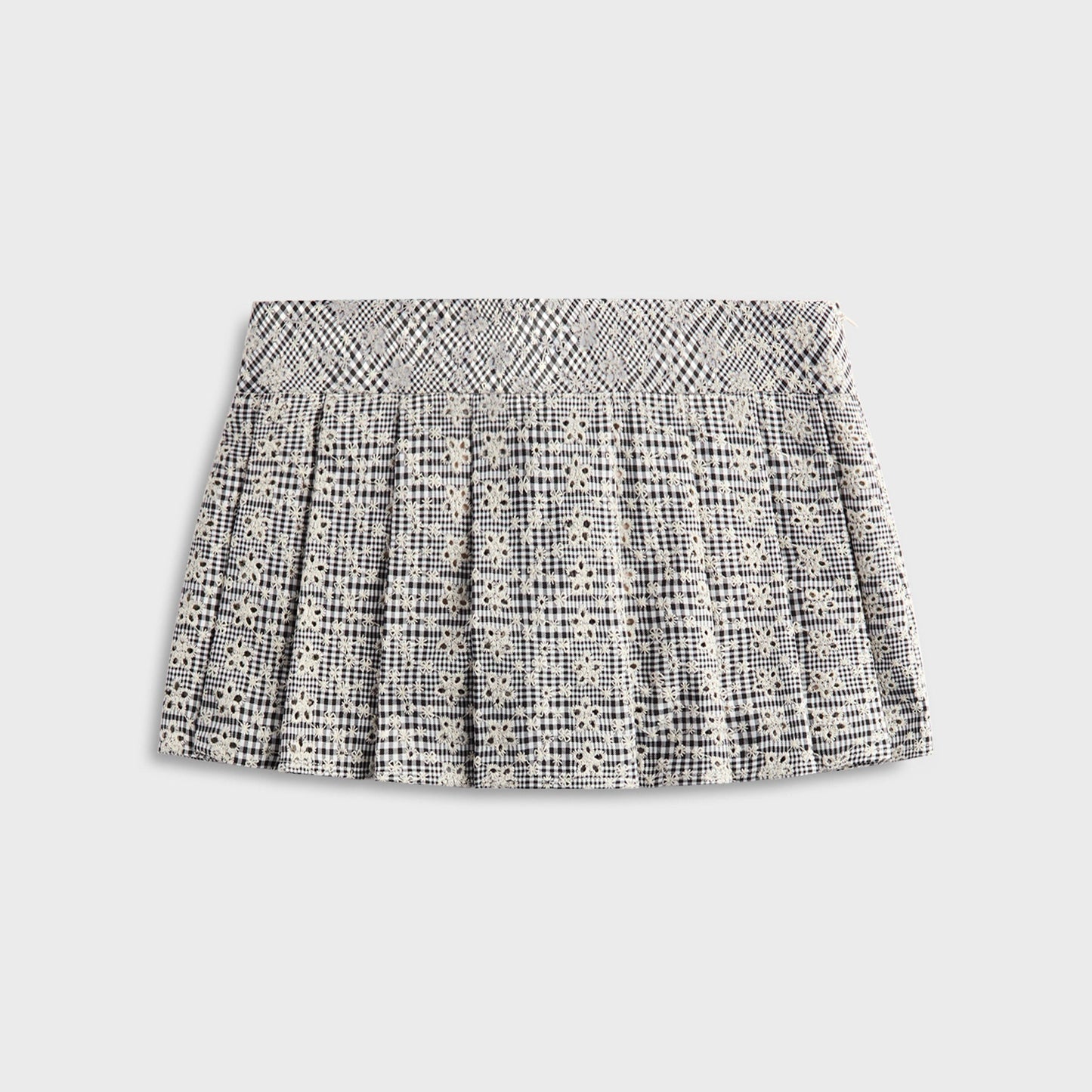 Women Kith Floriane Gingham Mini Skirt with Shorts - Black / White