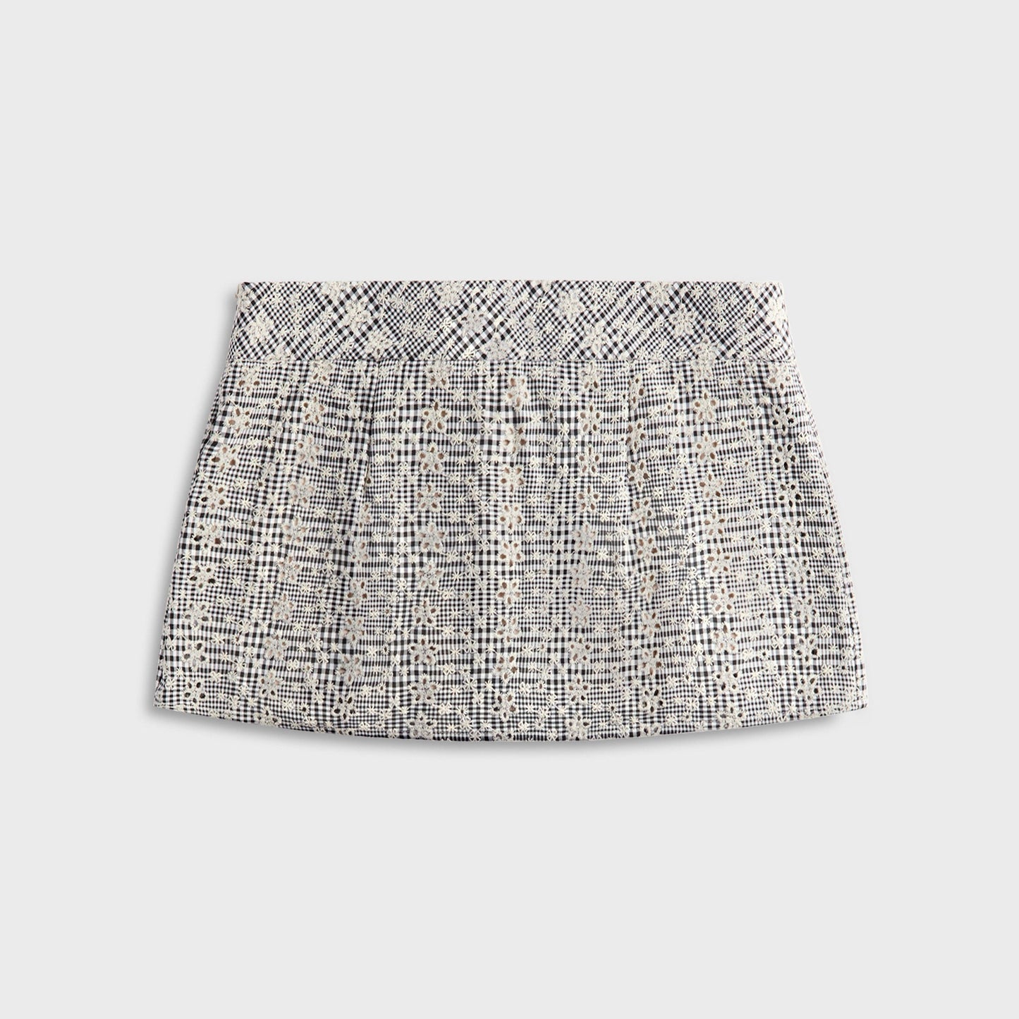 Women Kith Floriane Gingham Mini Skirt with Shorts - Black / White