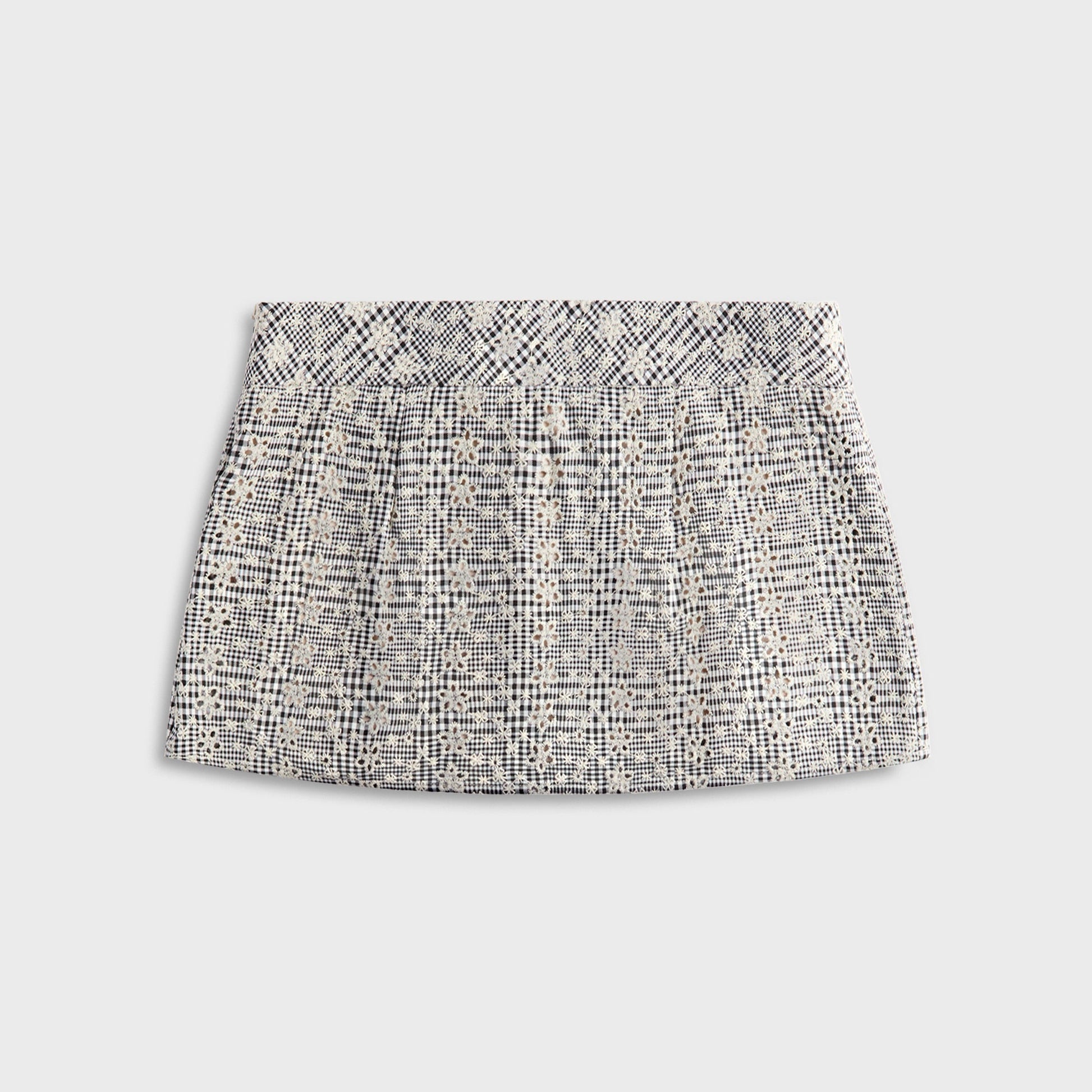 Women Kith Floriane Gingham Mini Skirt with Shorts - Black / White