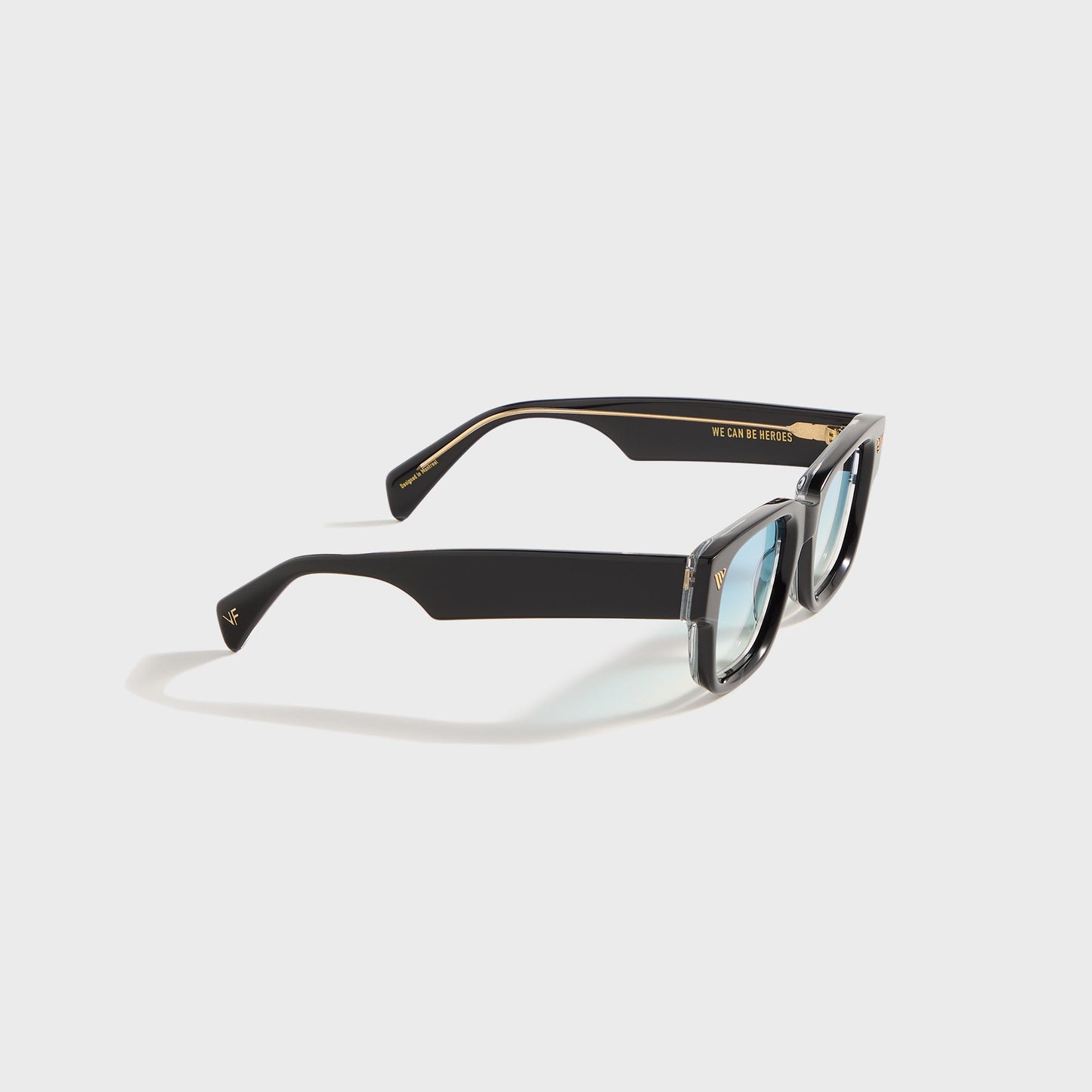 Men Kith Vintage Frames Bowie Black and Clear Acetate - Glossy Black / Blue