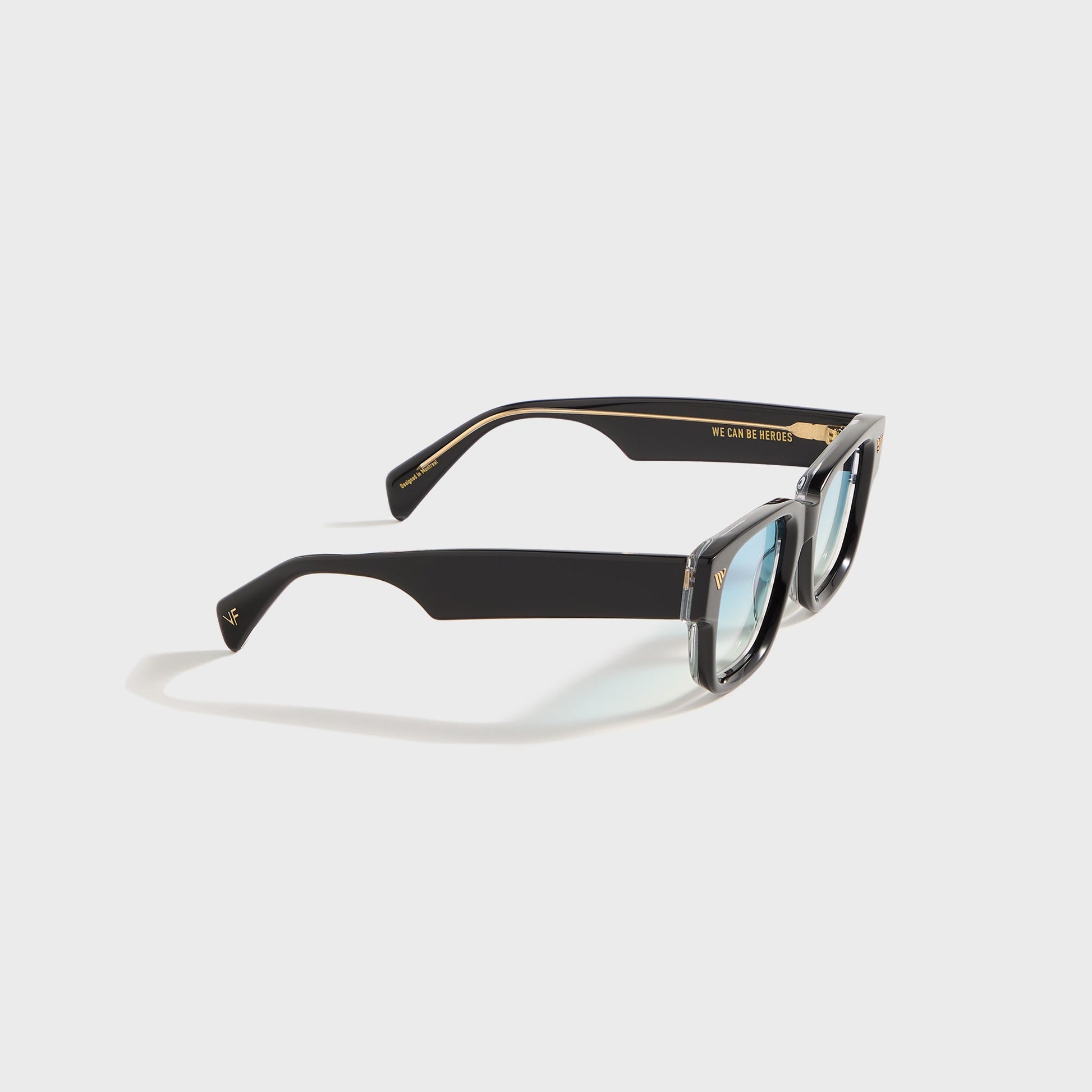 Men Kith Vintage Frames Bowie Black and Clear Acetate - Glossy Black / Blue