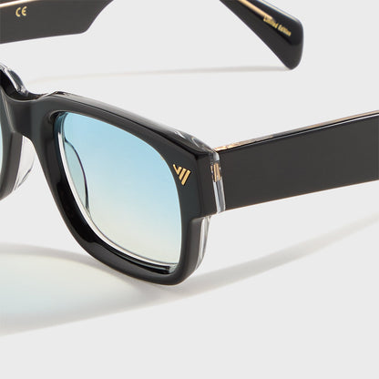 Men Kith Vintage Frames Bowie Black and Clear Acetate - Glossy Black / Blue