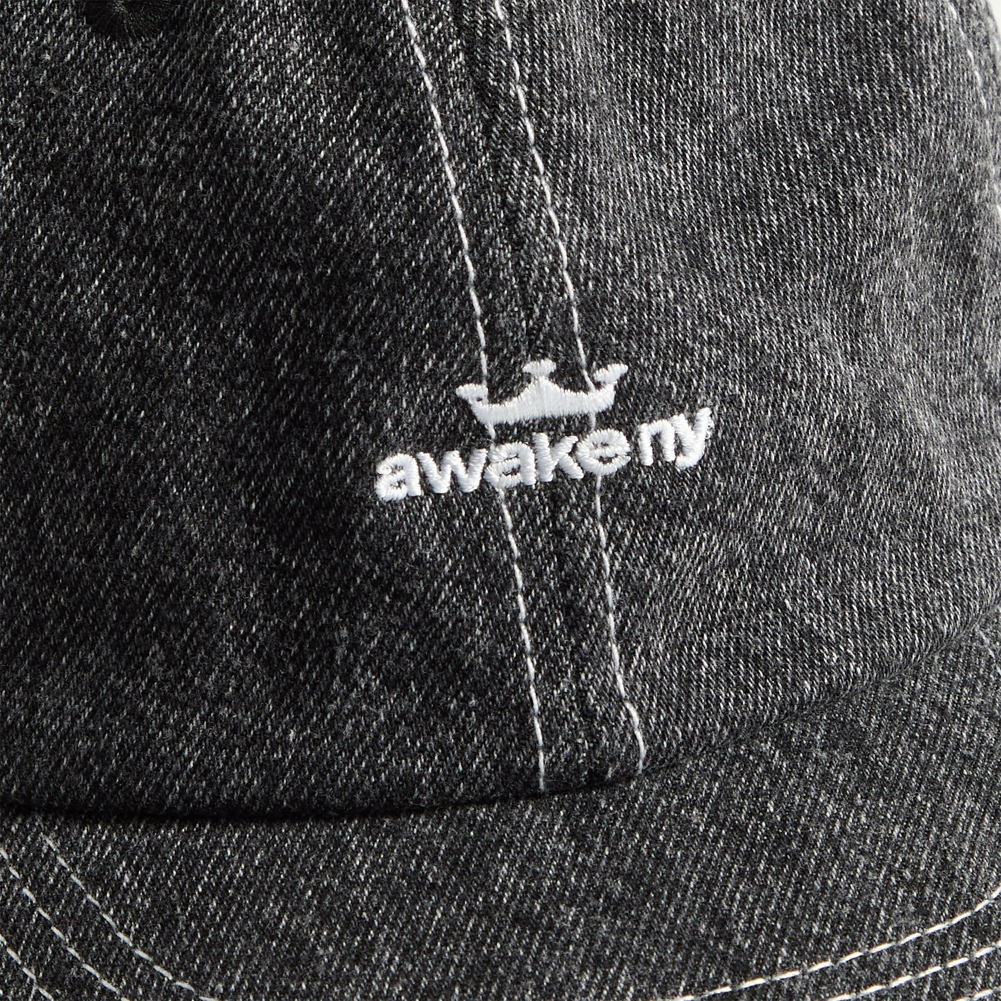 Men Kith Awake NY Crown Logo Denim Cap - Black