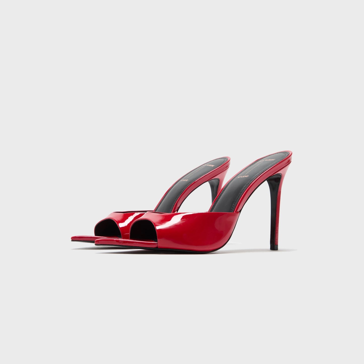 Women Kith Black Suede Studio Brea Patent Leather Mule - Cherry