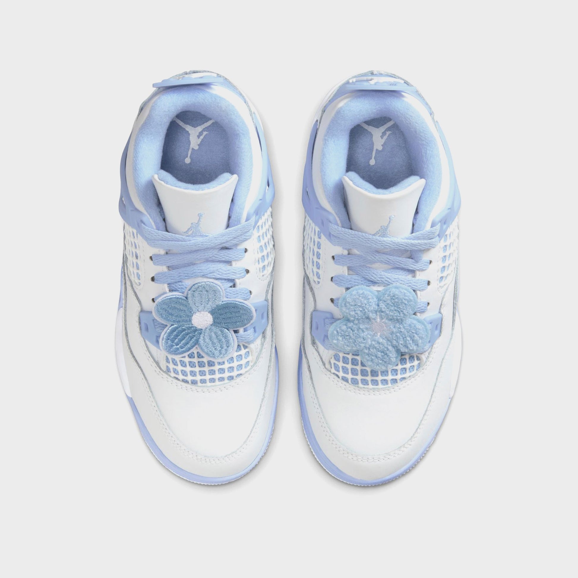 Kids Kith Jordan PS Air Jordan 4 Retro - White / Aluminum / Blue Tint / Oil Gree