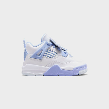 Kids Kith Jordan TD Air Jordan 4 Retro - White / Aluminum / Blue Tint / Oil Gree