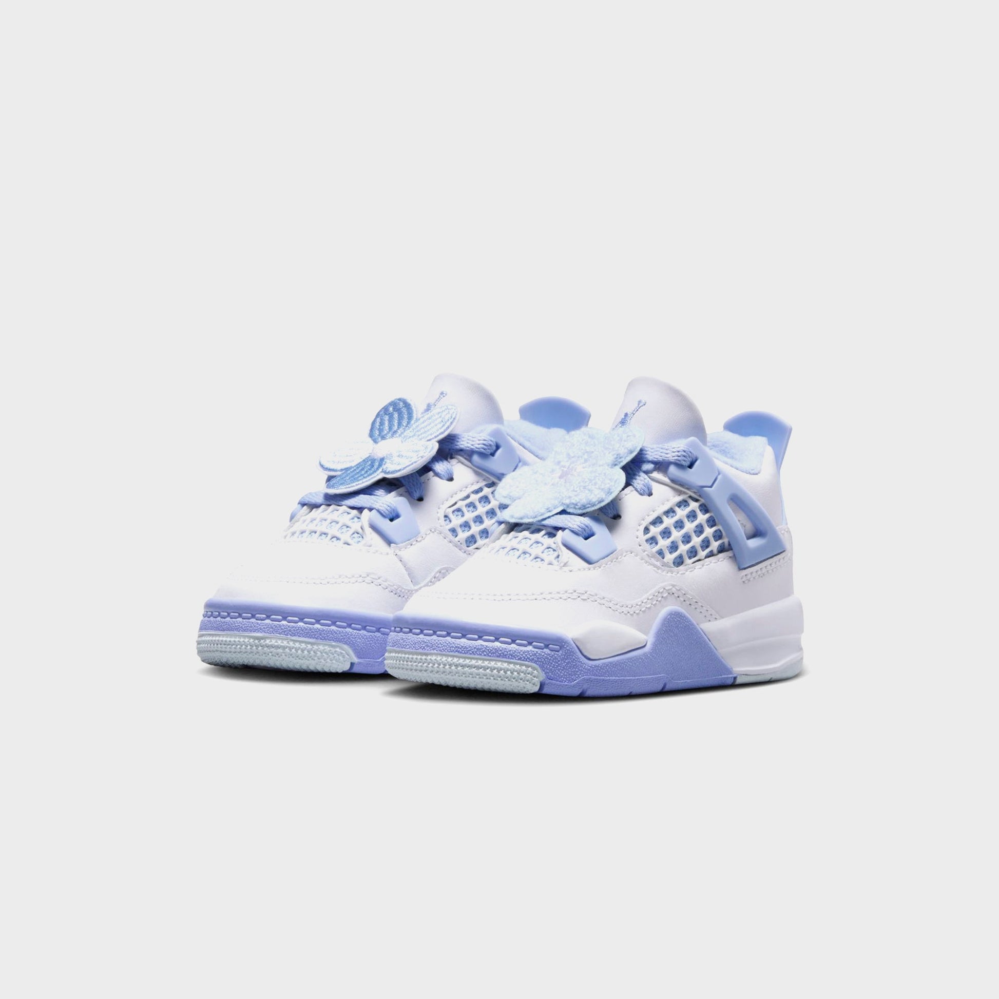 Kids Kith Jordan TD Air Jordan 4 Retro - White / Aluminum / Blue Tint / Oil Gree