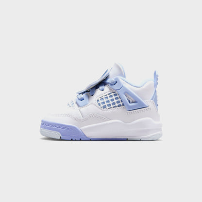 Kids Kith Jordan TD Air Jordan 4 Retro - White / Aluminum / Blue Tint / Oil Gree