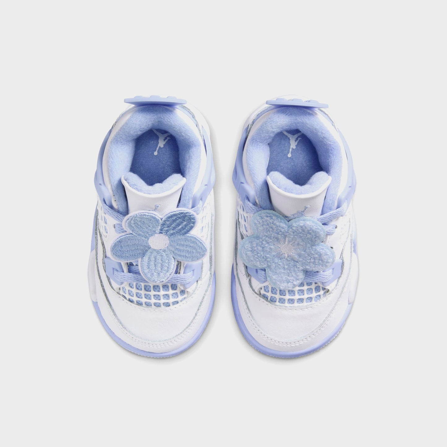 Kids Kith Jordan TD Air Jordan 4 Retro - White / Aluminum / Blue Tint / Oil Gree