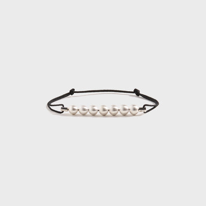 Men Kith Le Gramme 13G Sterling Silver 7 Beads Cord Bracelet - Black