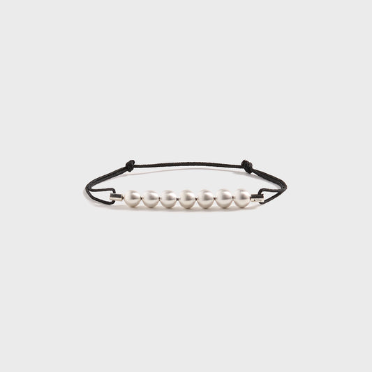 Men Kith Le Gramme 13G Sterling Silver 7 Beads Cord Bracelet - Black