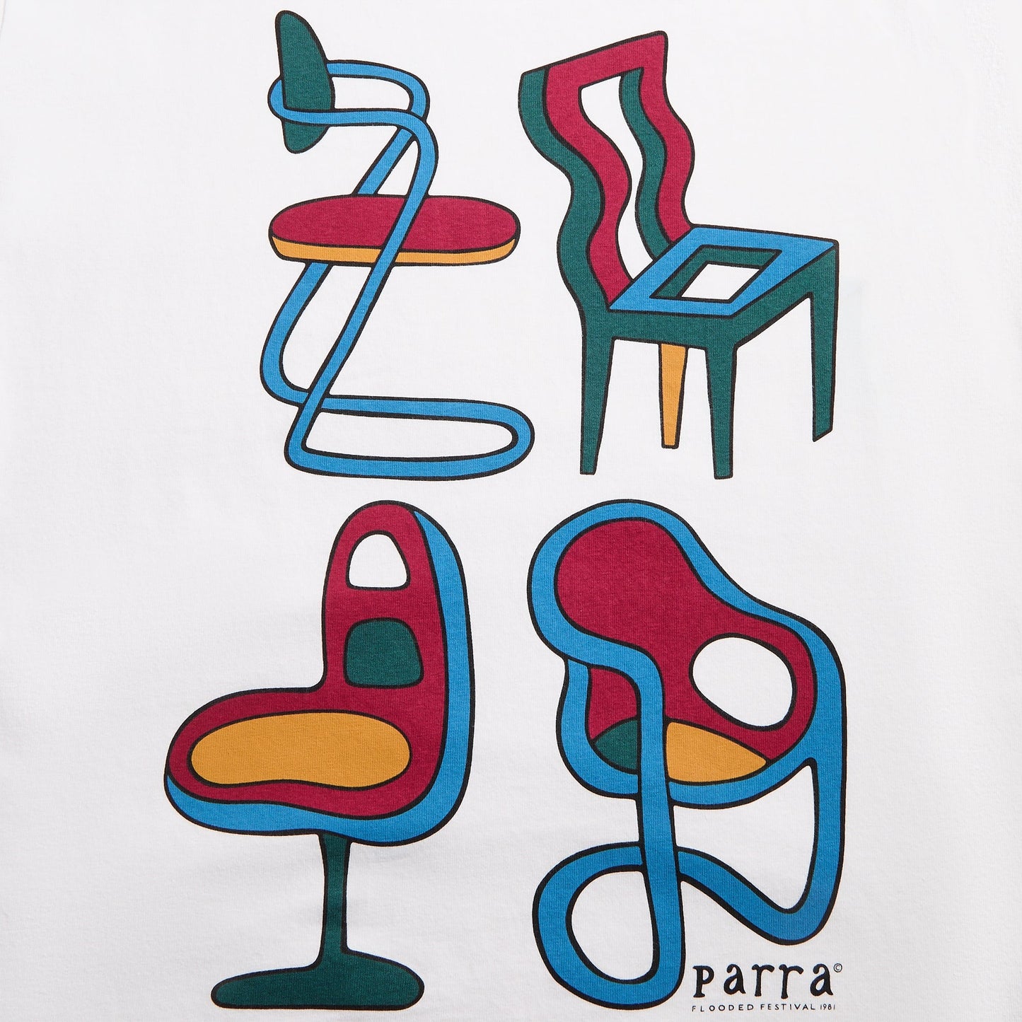Men Kith by Parra Unreasonable Chairs Tee - White
