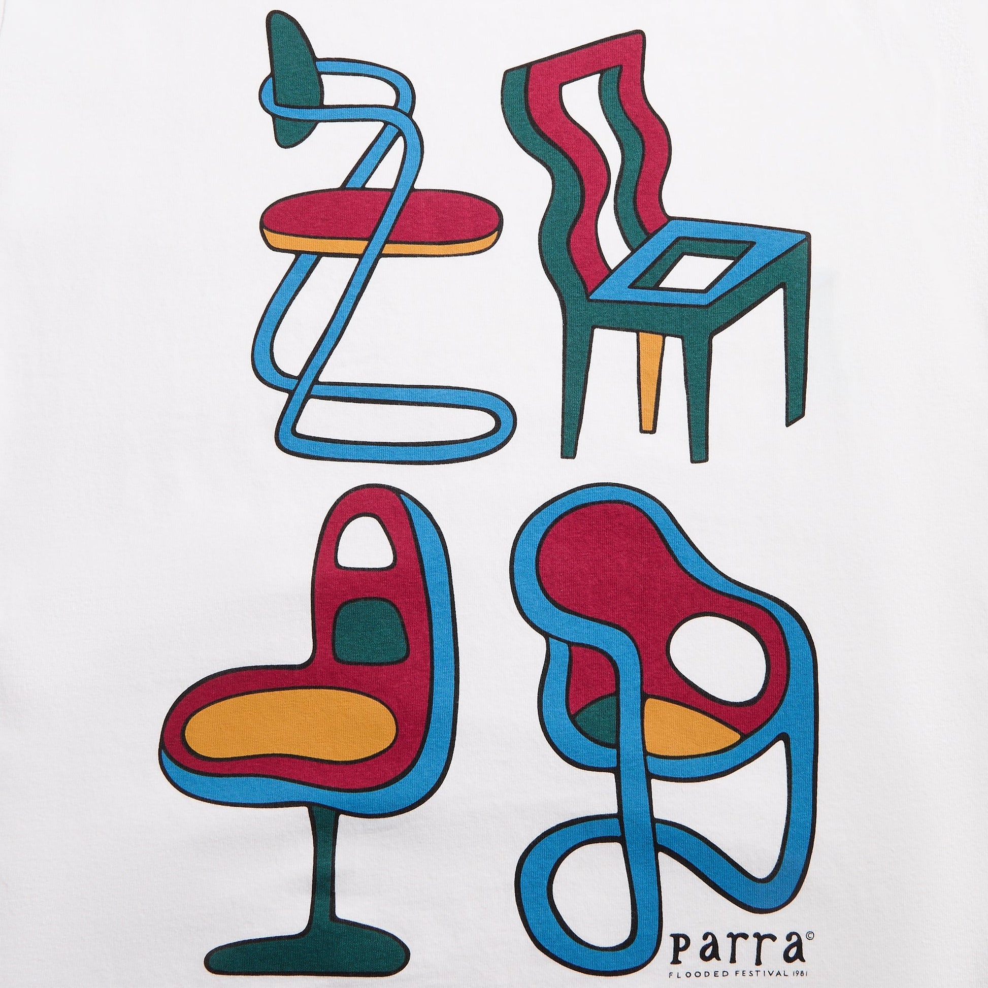 Men Kith by Parra Unreasonable Chairs Tee - White