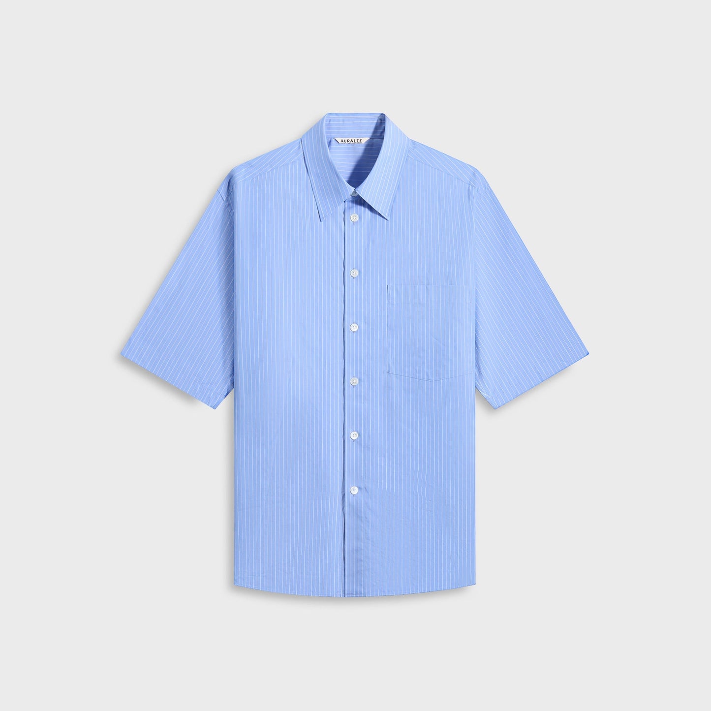 Men Kith Auralee Suvin High Count Cloth Stripe Half Sleeved Shirt - Blue Stripe