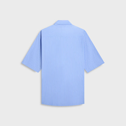 Men Kith Auralee Suvin High Count Cloth Stripe Half Sleeved Shirt - Blue Stripe