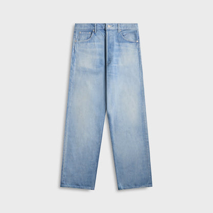 Men Kith Auralee Selvedge Faded Light Denim Wide Pants - Light Indigo