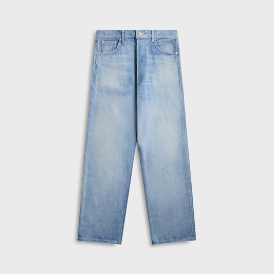 Men Kith Auralee Selvedge Faded Light Denim Wide Pants - Light Indigo