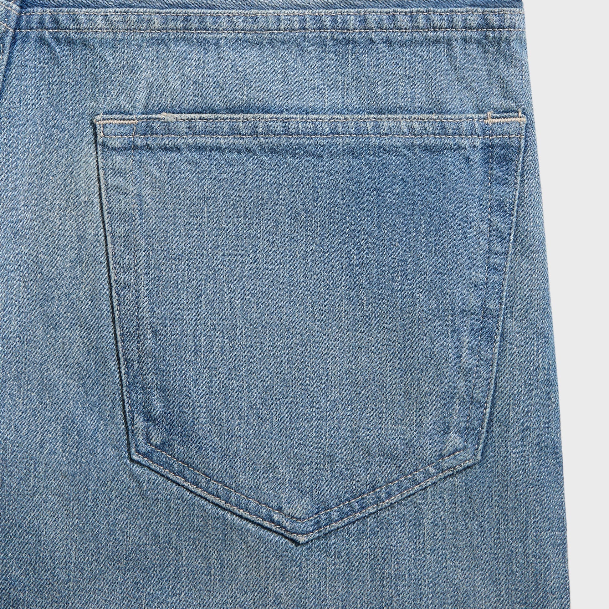 Men Kith Auralee Selvedge Faded Light Denim Wide Pants - Light Indigo