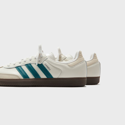 Women Kith adidas WMNS Samba OG - Cloud White / Legacy Teal / Wonder White