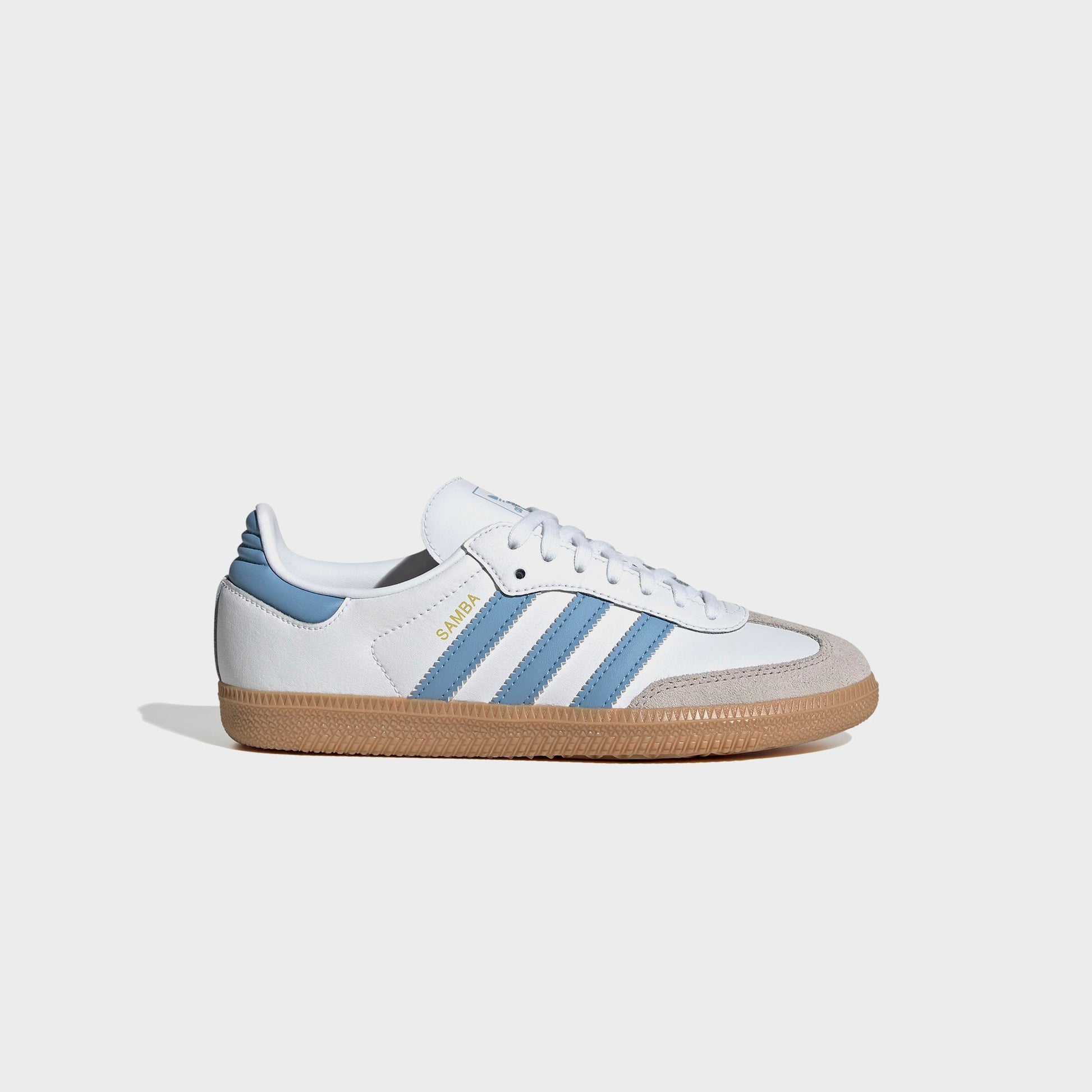 Kids Kith adidas GS Samba OG - White / Ash Blue / Gum 3