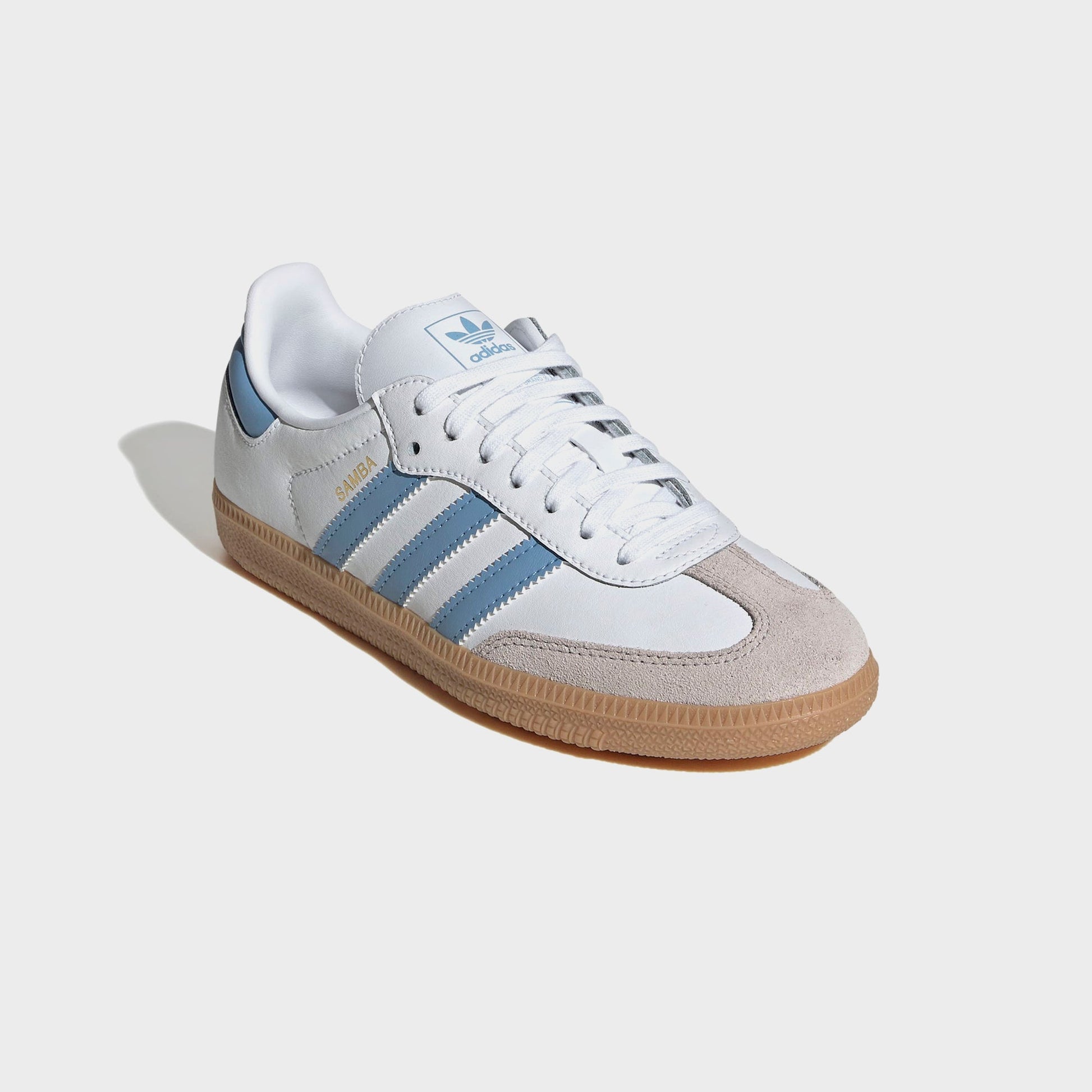 Kids Kith adidas GS Samba OG - White / Ash Blue / Gum 3