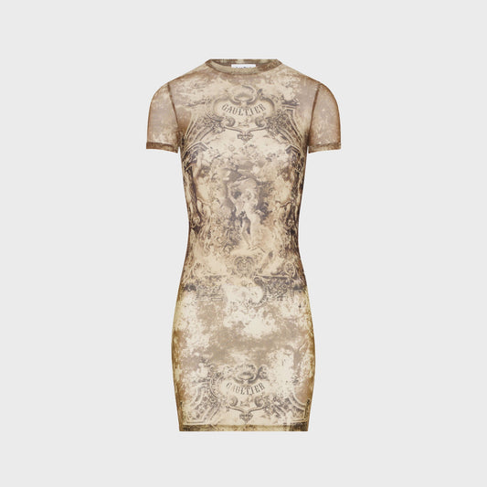 Women Kith Jean Paul Gaultier Mesh Short Dress - Printed Médaillon