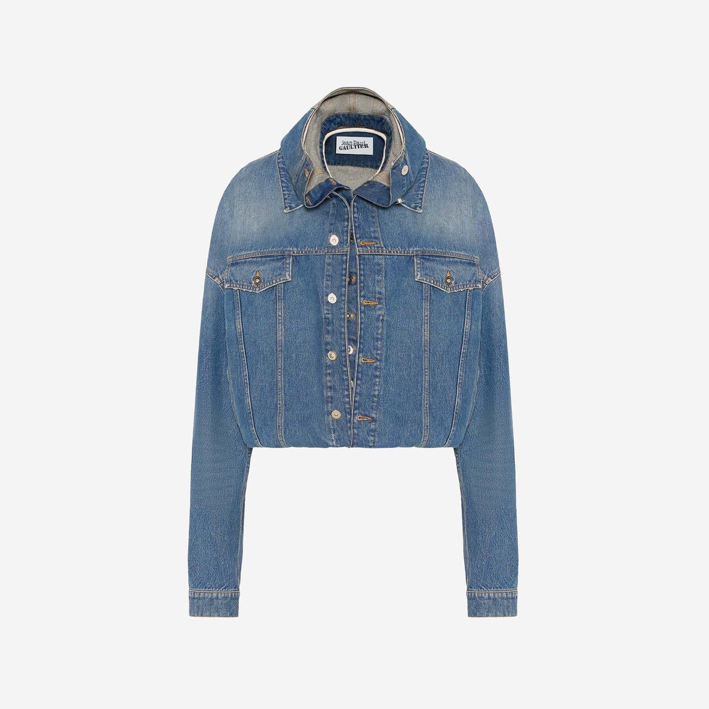 Women Kith Jean Paul Gaultier Double Layer Denim Jacket With Hood Detail - Vintag