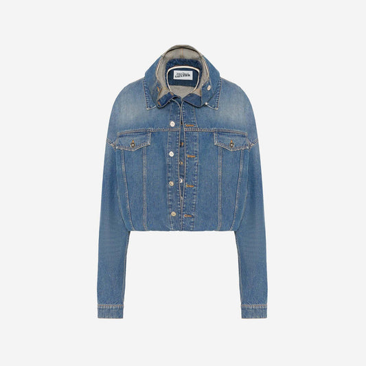 Women Kith Jean Paul Gaultier Double Layer Denim Jacket With Hood Detail - Vintag