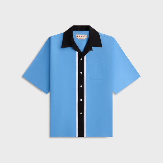 Men Kith Marni Organic Cotton Poplin Short-Sleeved Bowling Shirt - Sapphire Blu