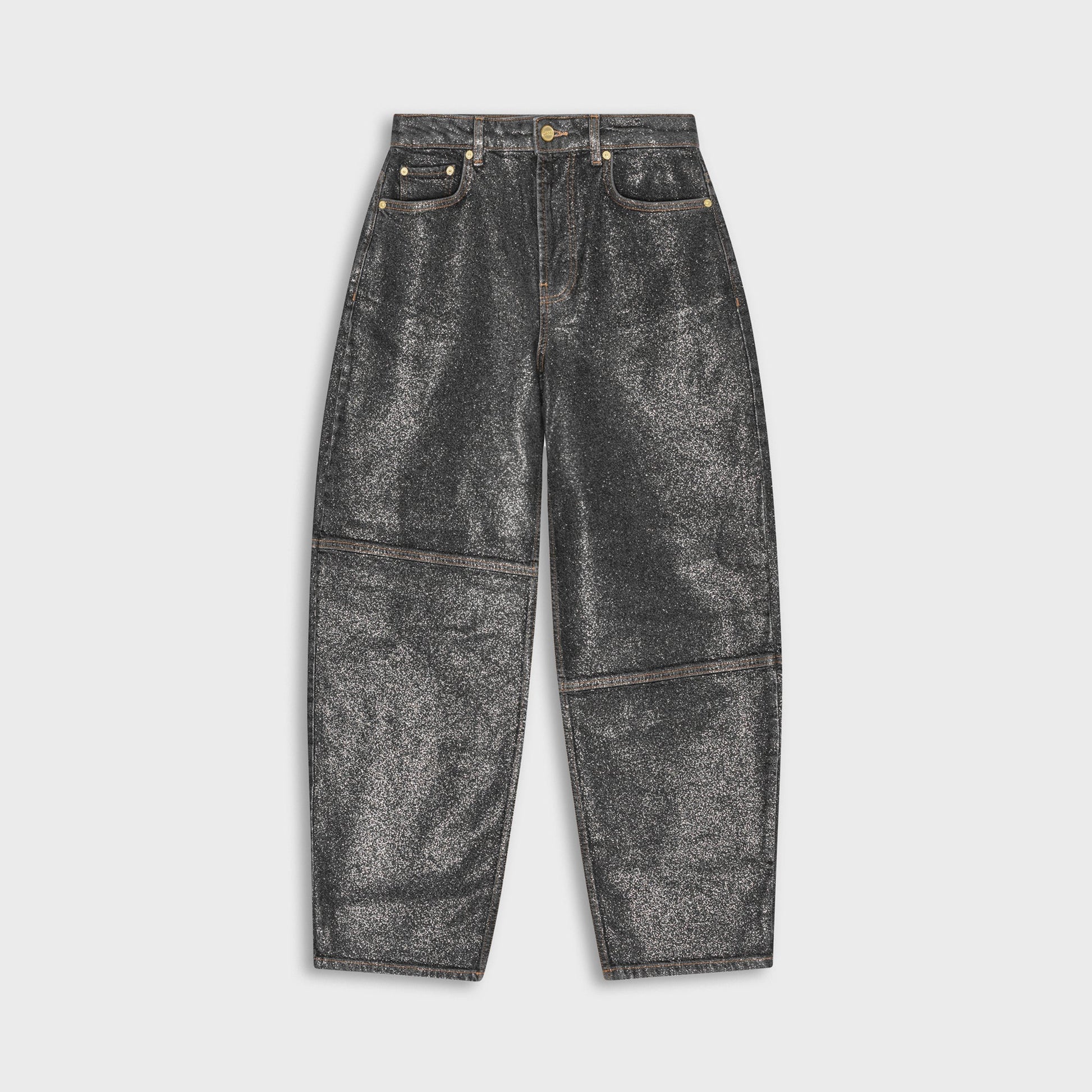 Women Kith Ganni Shimmery Foil Denim Stary Pant - Washed Black