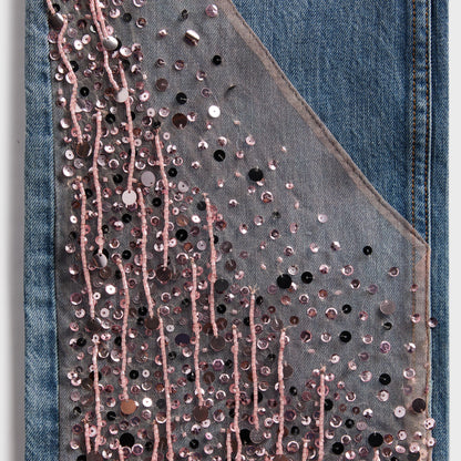 Women Kith Asta Resort Helena Hand Beaded Jean - Bon Bon Pink