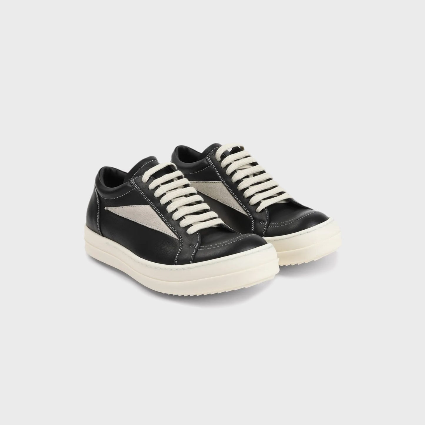 Men Kith Rick Owens Vintage Sneakers Scarpe In Pelle - / Black / Milk / Milk