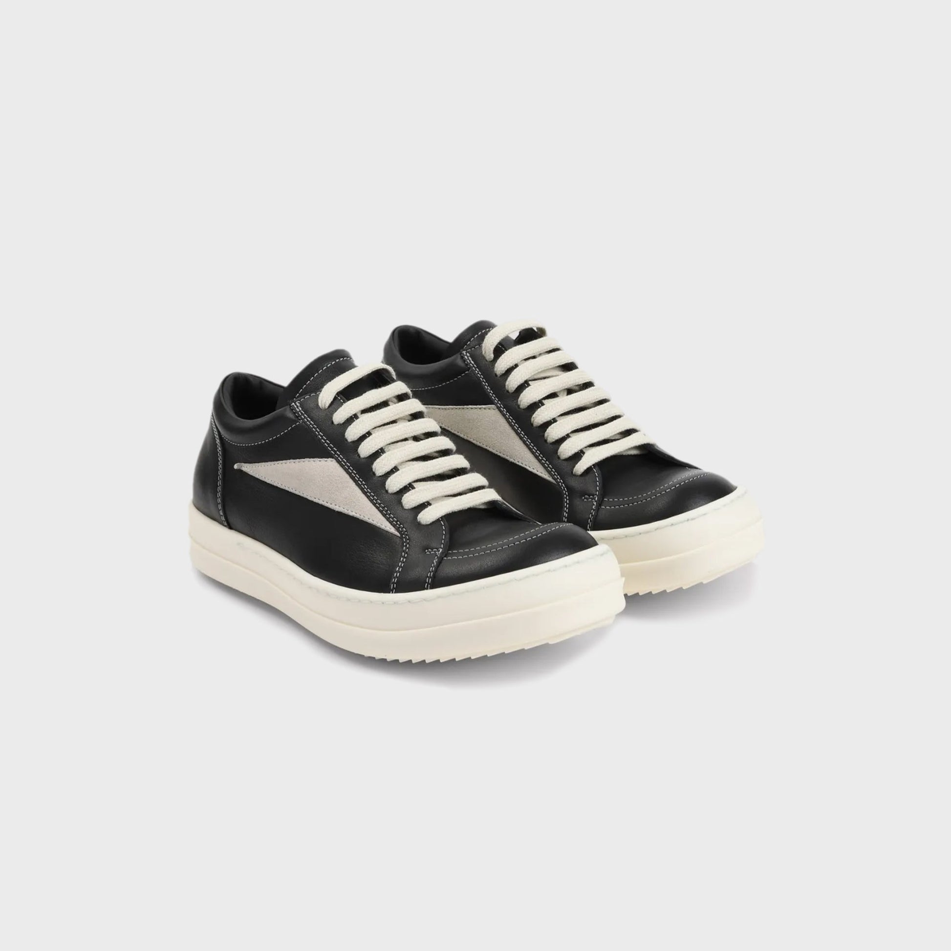 Men Kith Rick Owens Vintage Sneakers Scarpe In Pelle - / Black / Milk / Milk