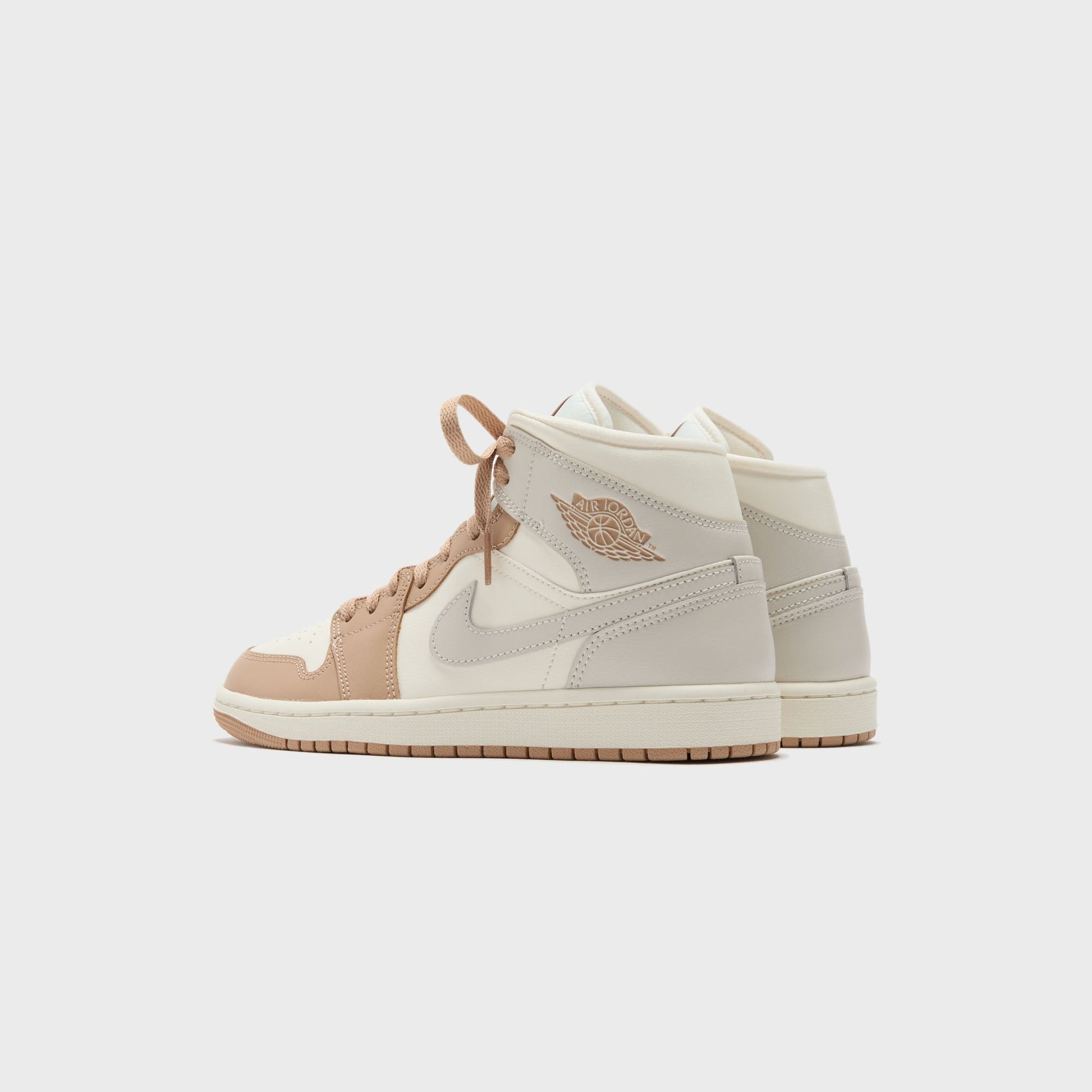 Women Kith Jordan Air Jordan 1 Mid - Pale Ivory / Light Orewood Brown / Hemp / Sa