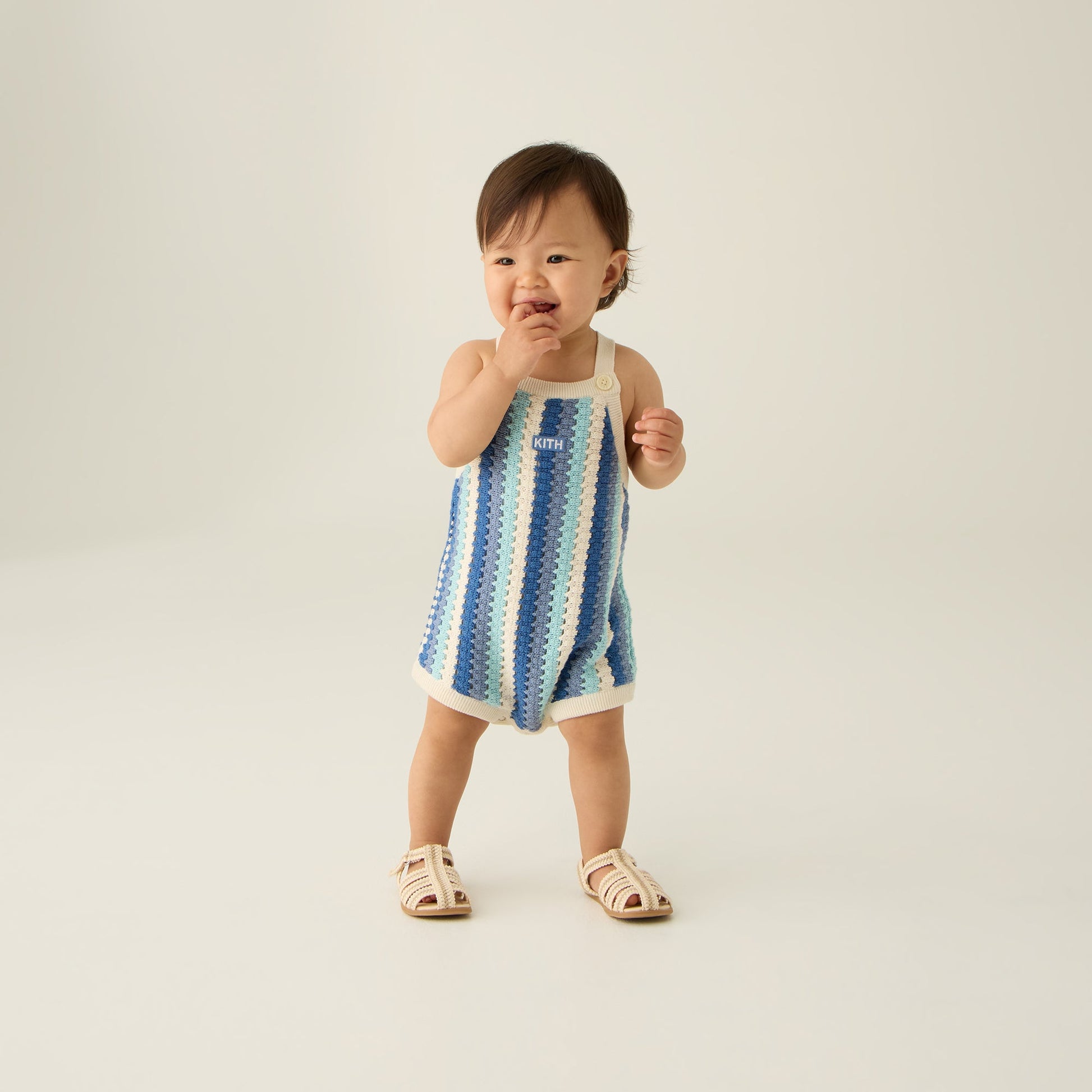 Kids Kith Kith Baby Open Knit Romper - Blue Skies